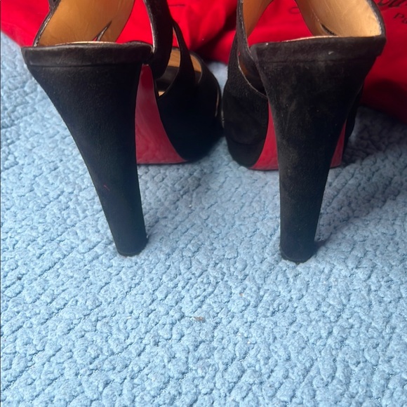 Christian Louboutin Black Stiletto Heels with Peep-Toe - Picture 6 of 10